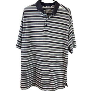 Tehama Golf Polo Shirt Short Sleeve Pima Cotton  Blend Brown And Blue Stripe XL
